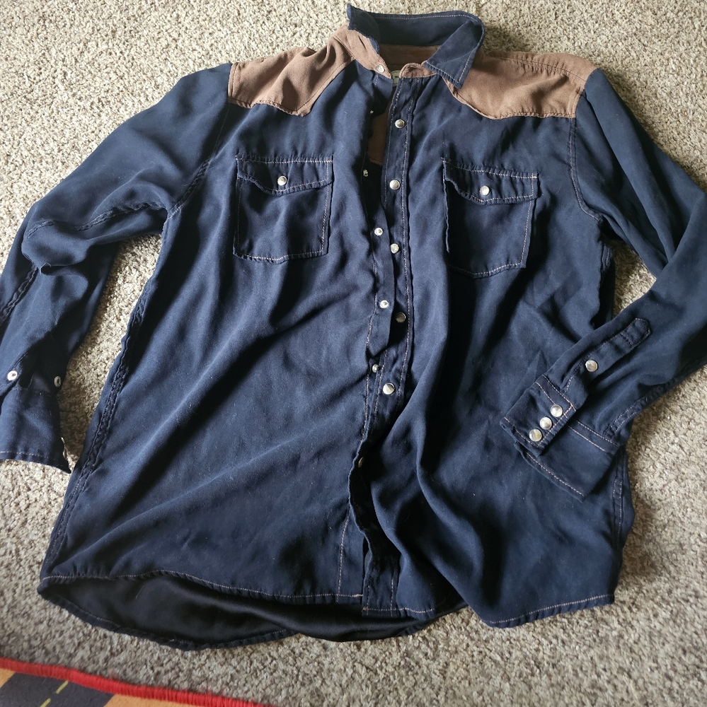 Black and Brown Button-Up Shirt